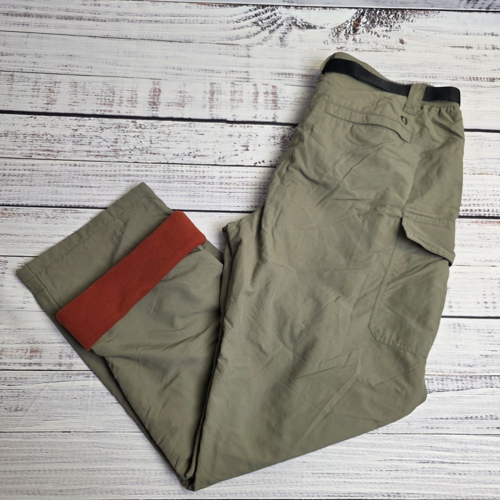 American Outdoorsman Belted Lined Cargo Pants Nylon Beige Bedrock Mens 40x32